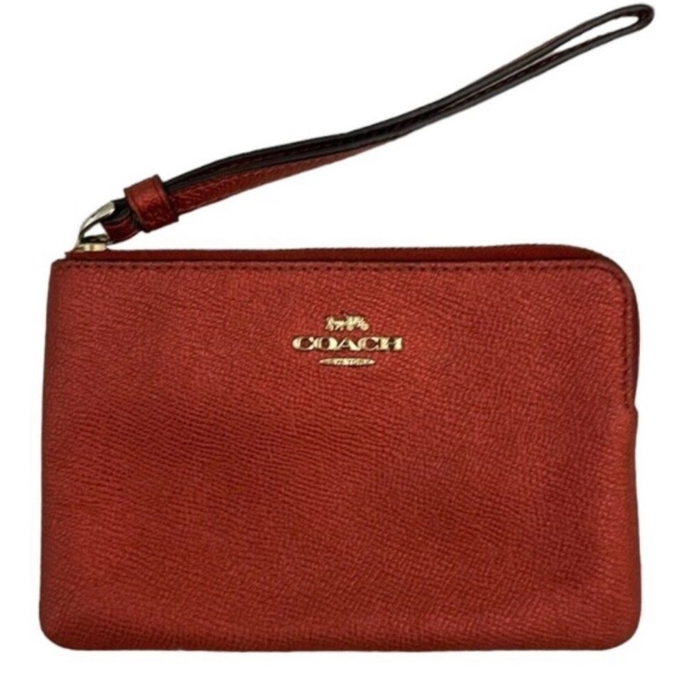 Coach Wristlet Zip Corner Metallic Red‎ Sparkle Color